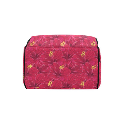 Hibiscus Red Pattern Print LKS308 Diaper Bag Backpack