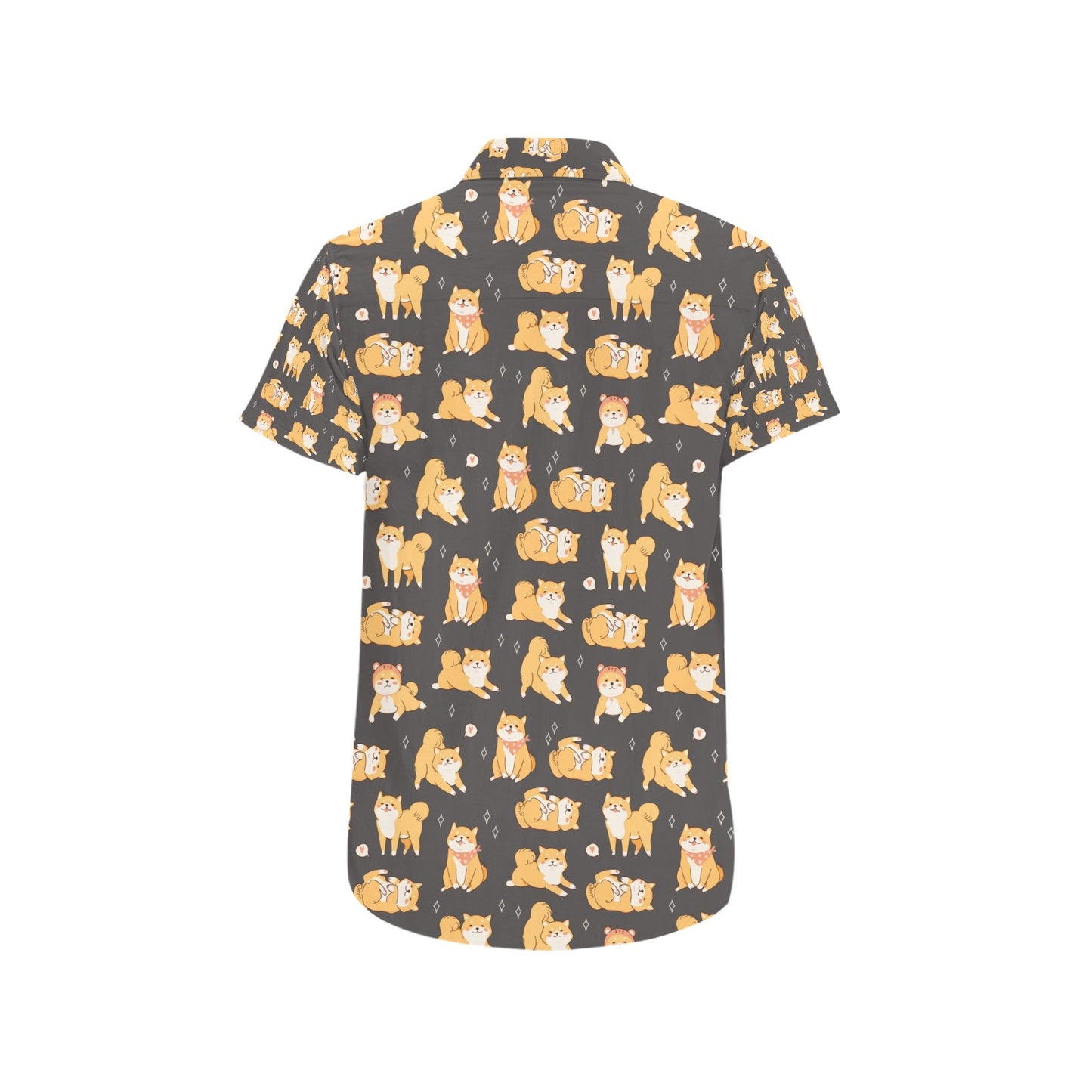 Shiba Inu Print Design LKS309 Men Short Sleeve Button Up Shirt