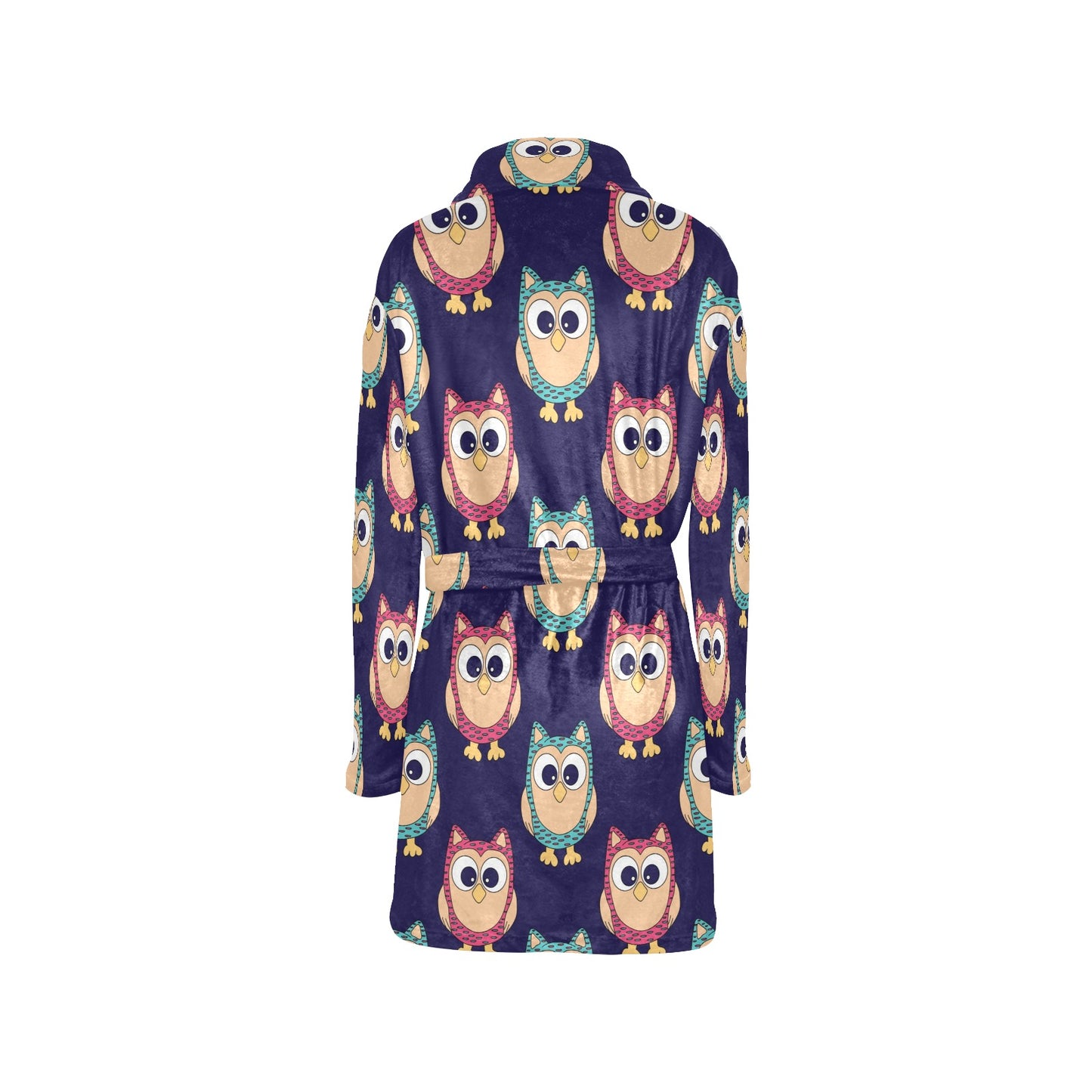 Owl Pattern Print Design A06 Women's Fleece Robe