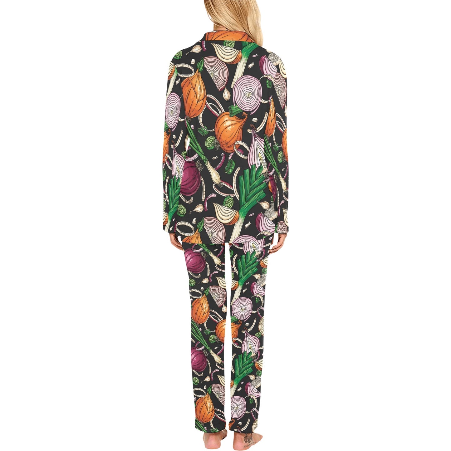 Onion Pattern Print Design A03 Women's Long Pajama Set