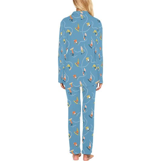 Snowboard Print Design LKS303 Women's Long Pajama Set