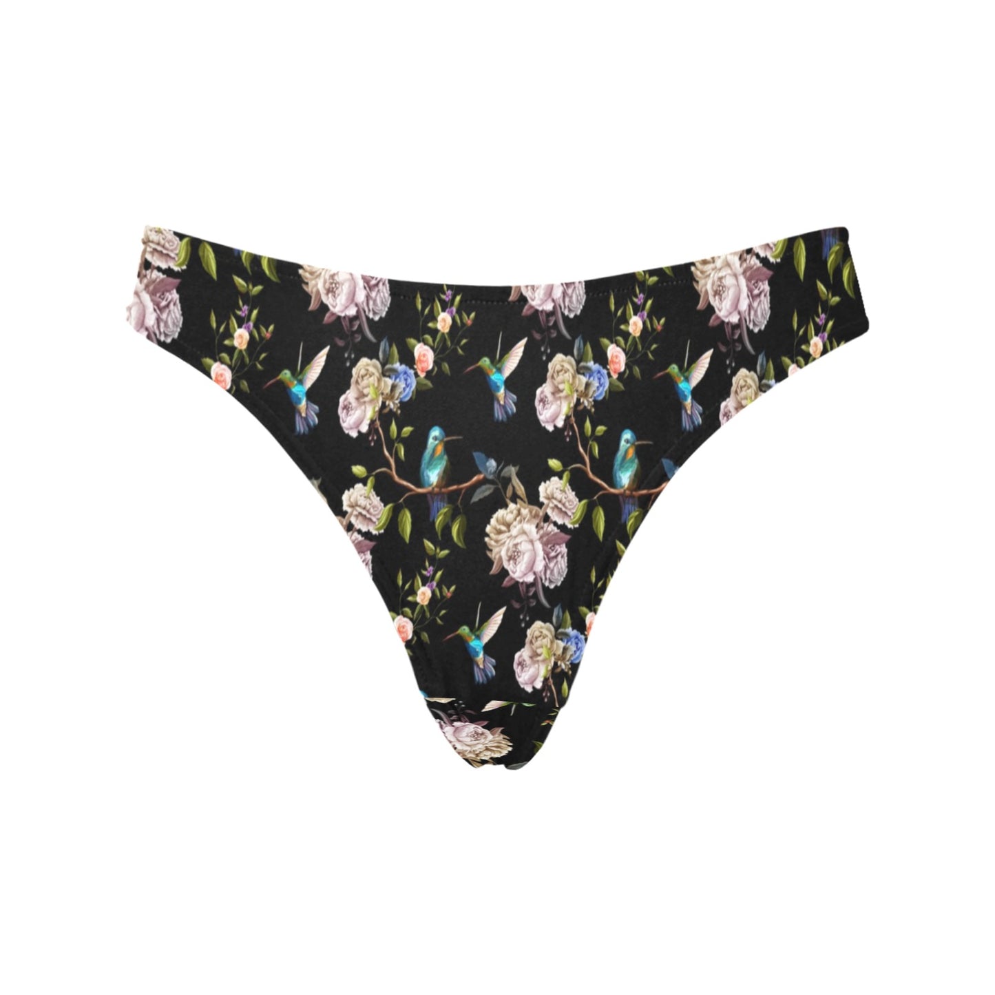 Hummingbird Flower Themed Print Women's Thongs