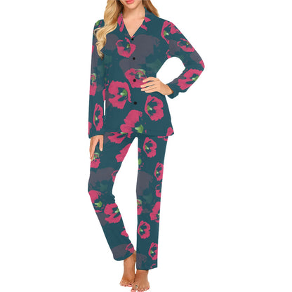 Morning Glory Pattern Print Design 01 Women's Long Pajama Set