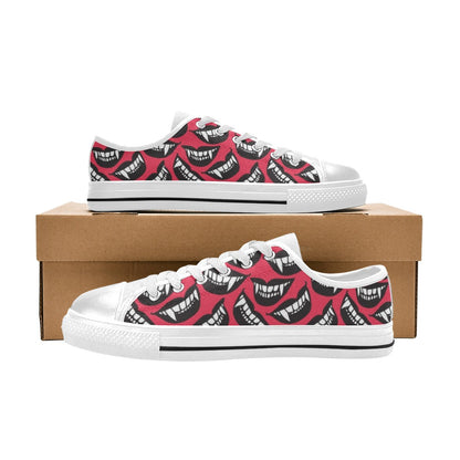 Vampire Lips Print Design LKS305 Women's White Low Top Shoes