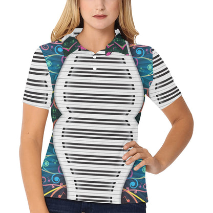 Piano Pattern Print Design 01 Women's Polo Shirt