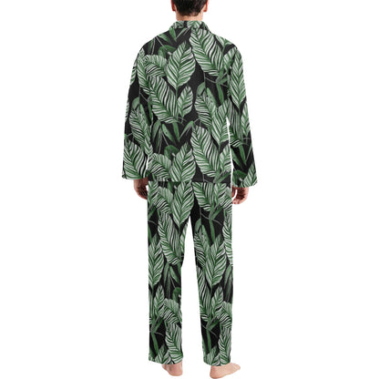 Palm Leaves Pattern Print Design PL09 Men's Long Pajama Set