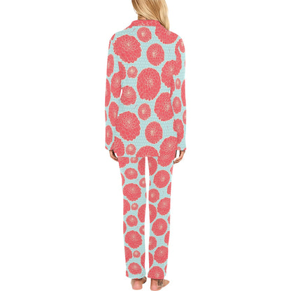 Marigold Pattern Print Design MR03 Women's Long Pajama Set