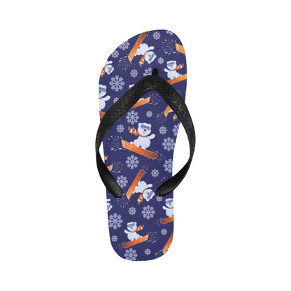 Snowboard Bear Print Design LKS305 Flip Flops