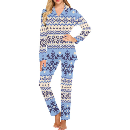 Nordic Pattern Print Design A03 Women's Long Pajama Set