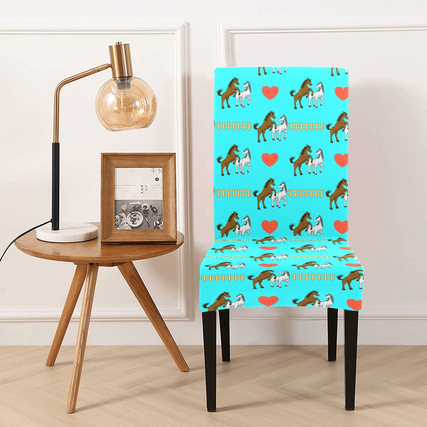 Horse Couple Love Print Design LKS309 Dining Chair Slipcover