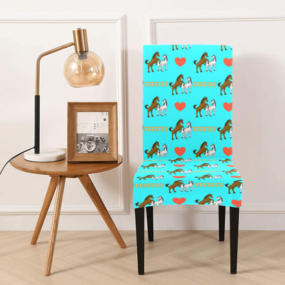 Horse Couple Love Print Design LKS309 Dining Chair Slipcover