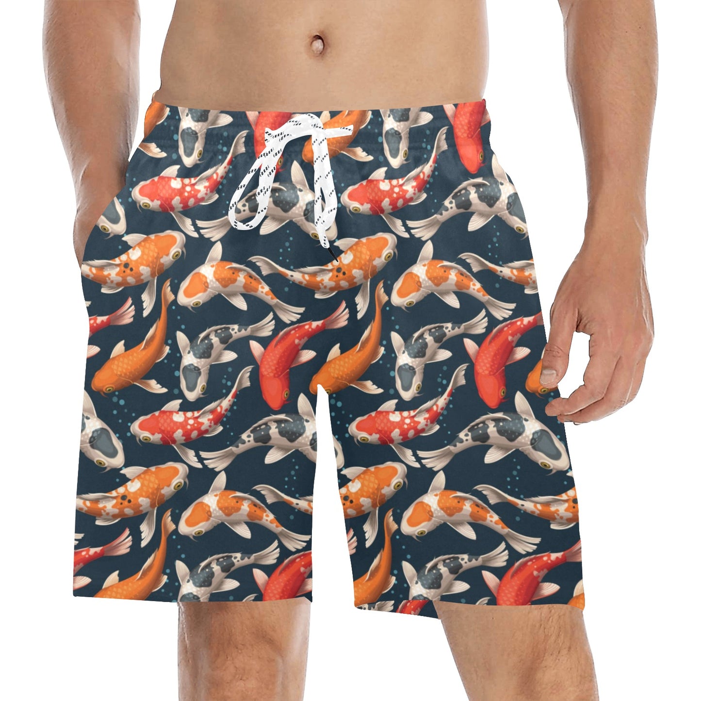 Koi Carp Cute Design Themed Print Men's Swim Trunks Beach Shorts