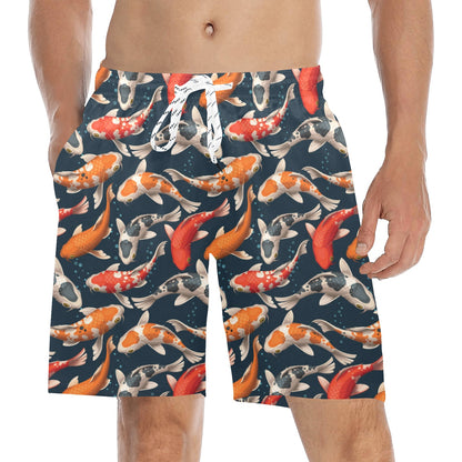 Koi Carp Cute Design Themed Print Men's Swim Trunks Beach Shorts
