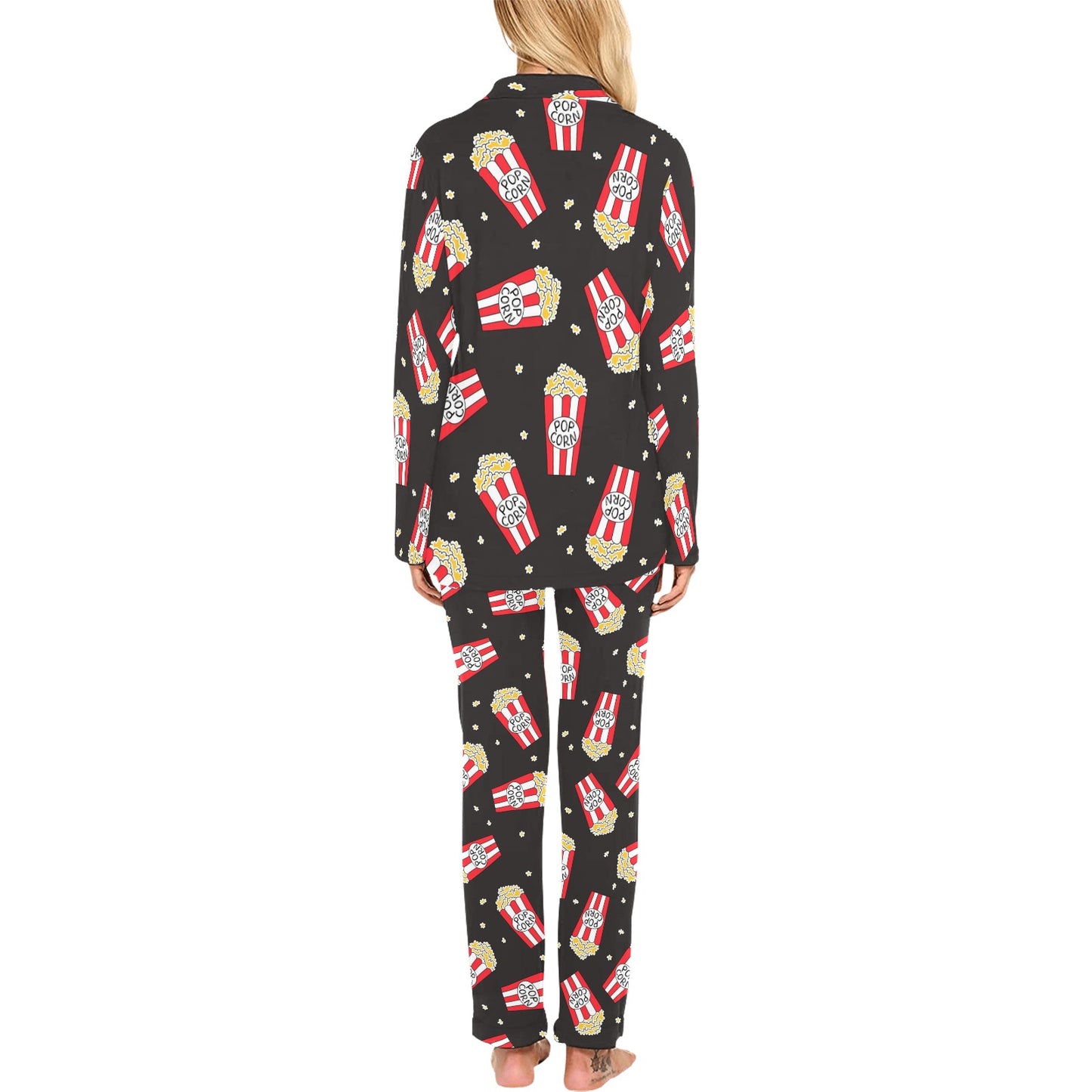 Popcorn Pattern Print Design A01 Women's Long Pajama Set
