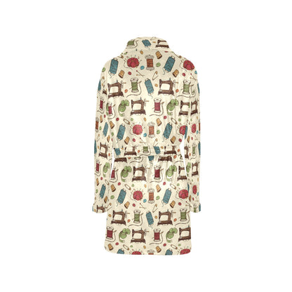 Sewing Equipment Print Design LKS303 Women's Fleece Robe