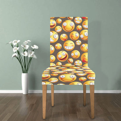 Smiley Face Emoji Print Design LKS303 Dining Chair Slipcover