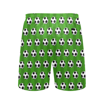 Soccer Ball Green Backgrpund Print Men's Swim Trunks Beach Shorts