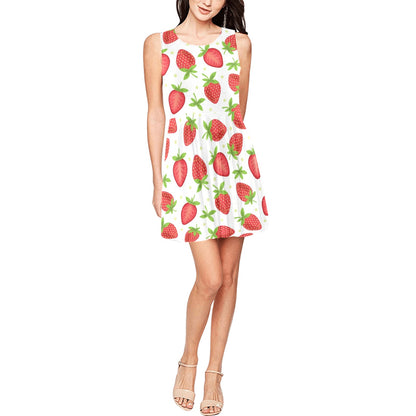 Strawberry Pattern Print Design SB07 Sleeveless Dress