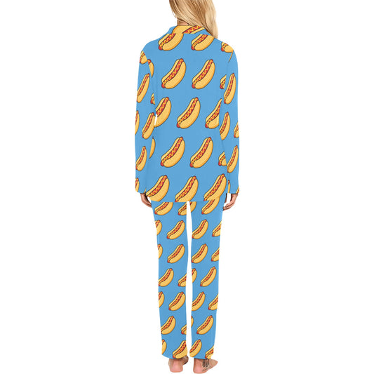 Hot Dog Pattern Print Design 02 Women's Long Pajama Set