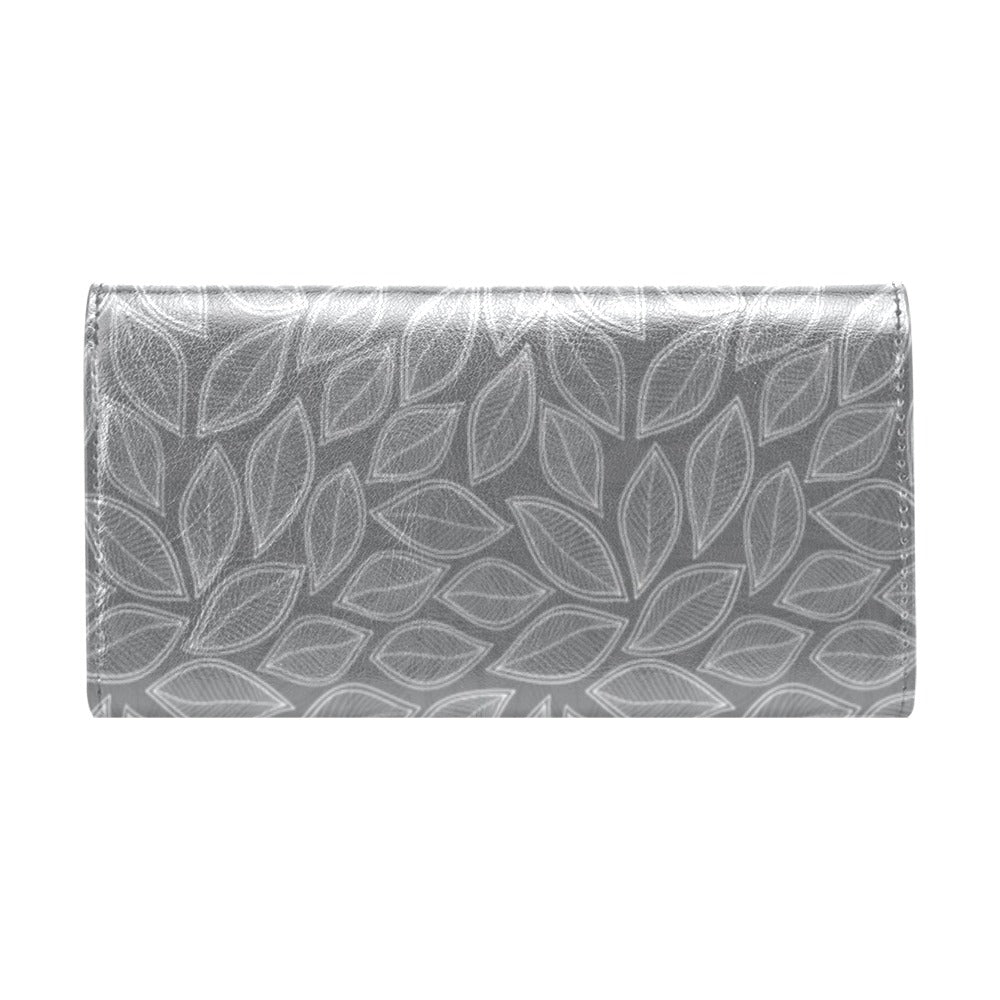 Elm Leave Grey Print Pattern Women's Trifold Wallet