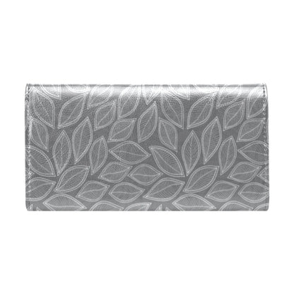 Elm Leave Grey Print Pattern Women's Trifold Wallet