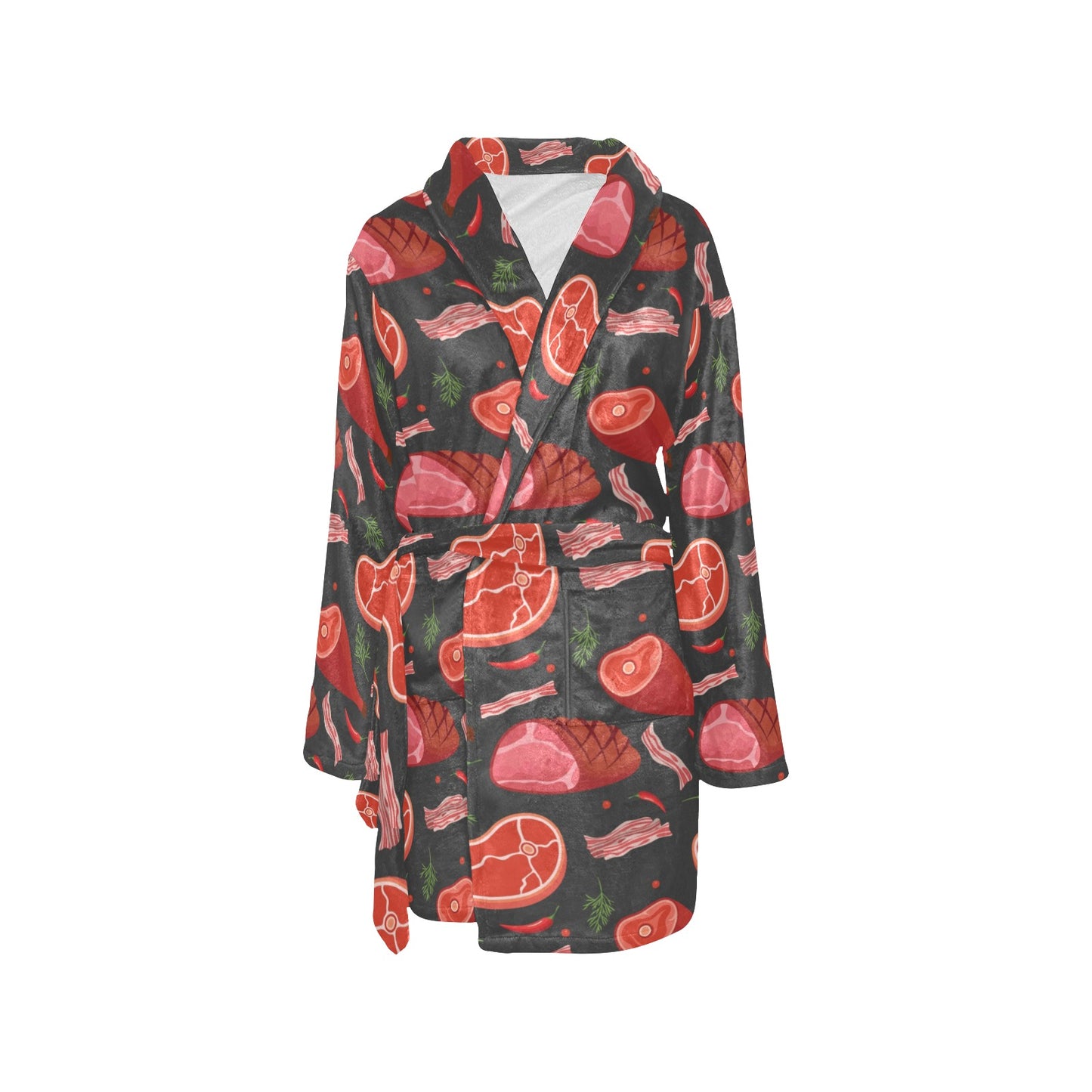 Meat Pattern Print Design 03 Women's Fleece Robe
