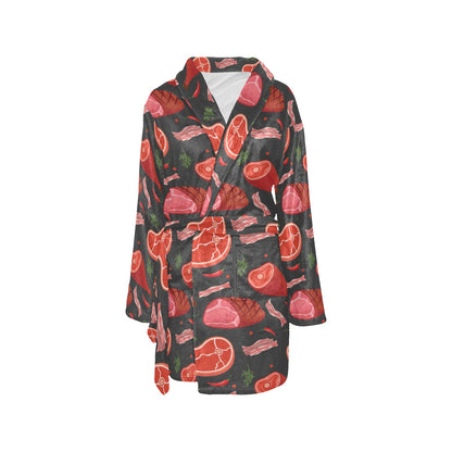 Meat Pattern Print Design 03 Women's Fleece Robe
