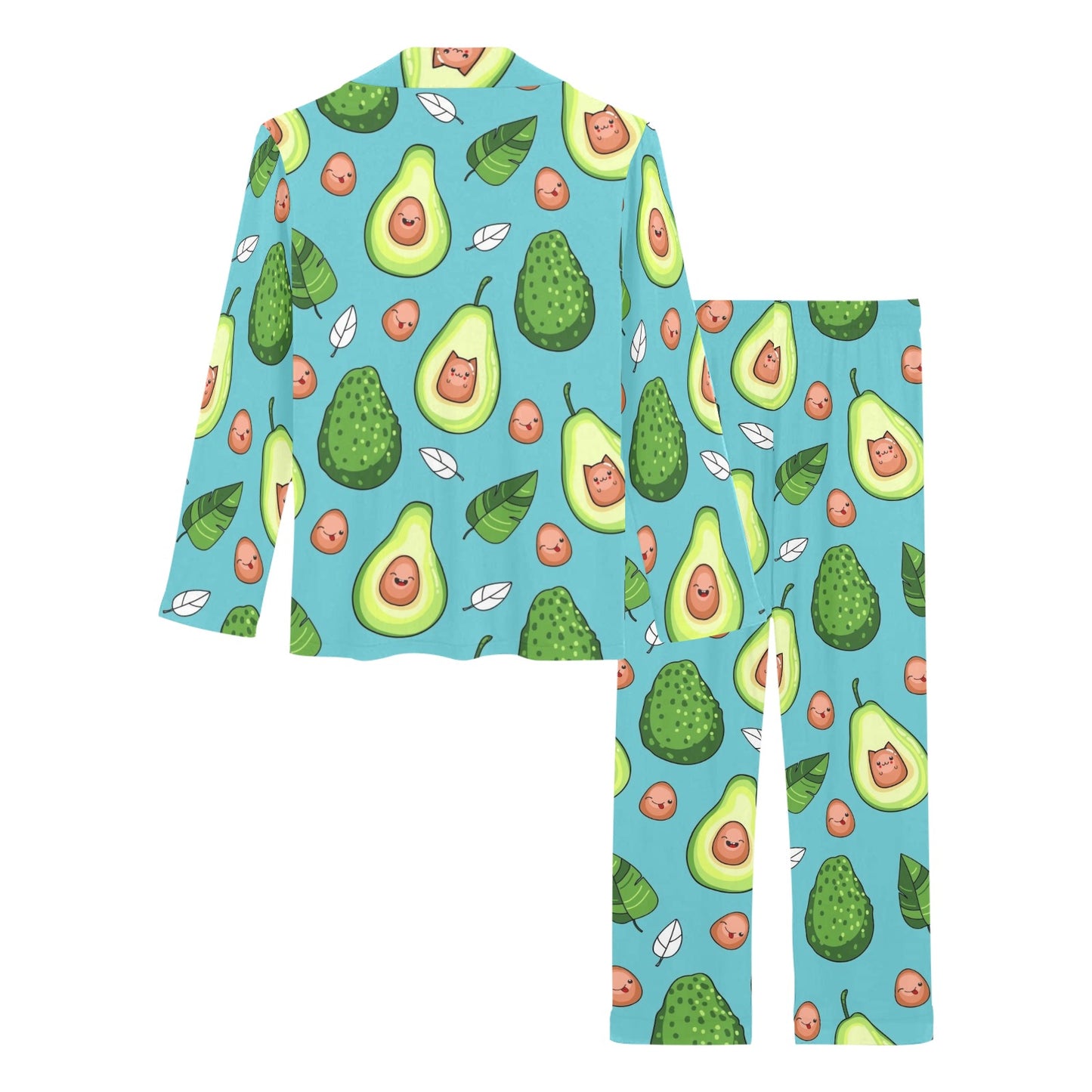 Avocado Pattern Print Design AC05 Women's Long Pajama Set