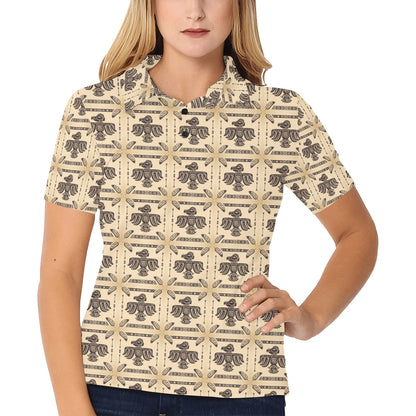 Native American Themed Design Print Women's Polo Shirt