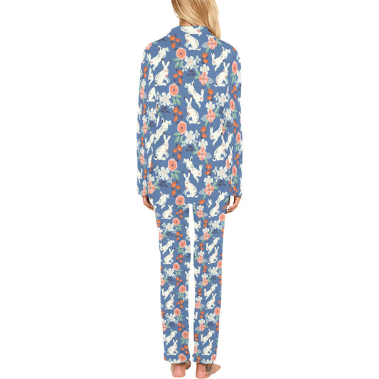 Bunny Pattern Print Design 07 Women's Long Pajama Set