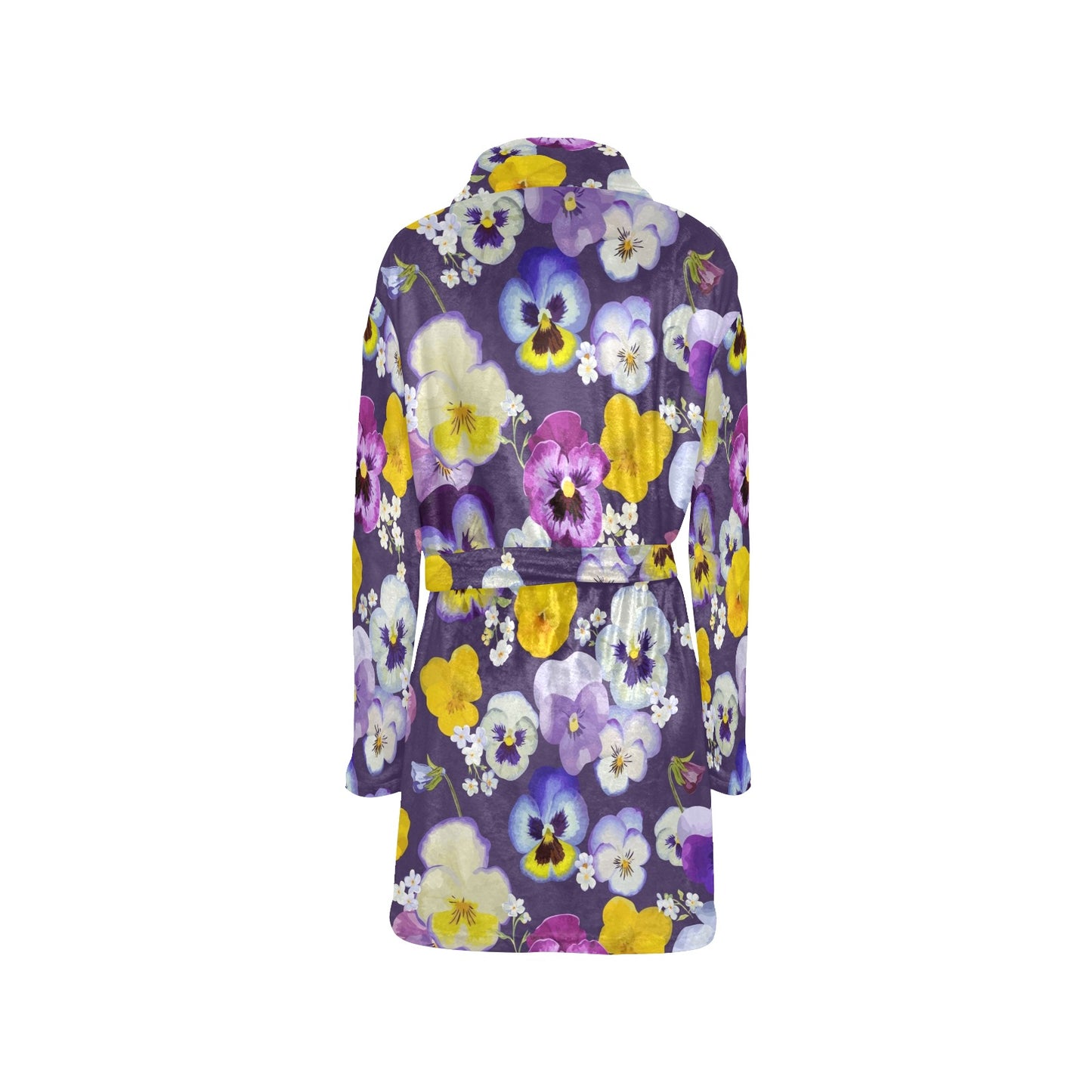 Pansy Pattern Print Design PS02 Women's Fleece Robe