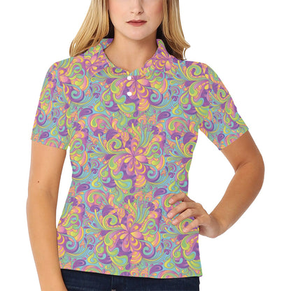 Trippy Print Design LKS306 Women's Polo Shirt