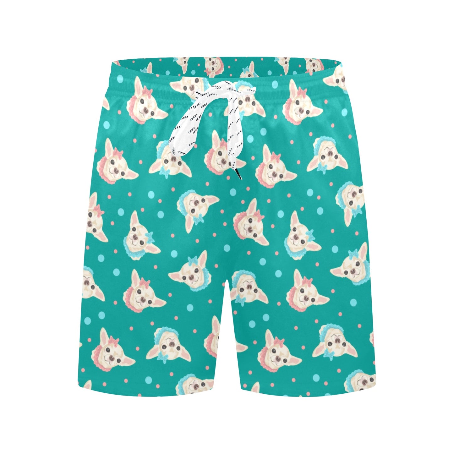 Chihuahua Polka Dot Pattern Men's Swim Trunks Beach Shorts