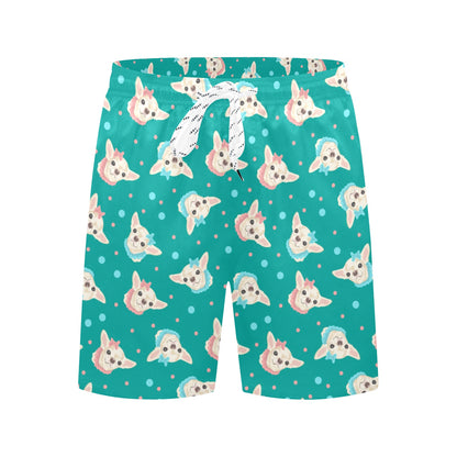 Chihuahua Polka Dot Pattern Men's Swim Trunks Beach Shorts
