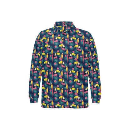 Toucan Parrot Design Long Sleeve Polo Shirt For Men's
