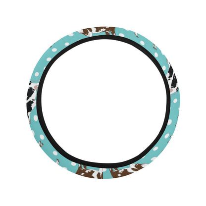 Cattle Print Design LKS405 Steering Wheel Cover with Elastic Edge