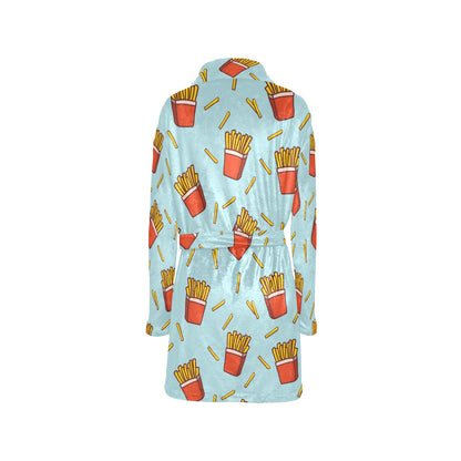 French Fried Pattern Print Design 02 Women's Fleece Robe
