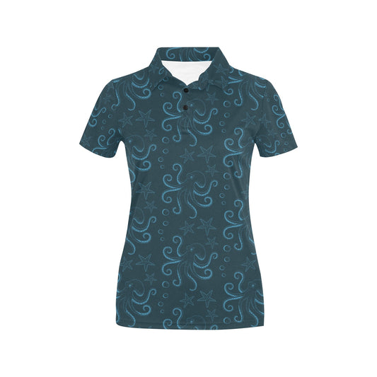 Octopus Pattern Print Design A05 Women's Polo Shirt