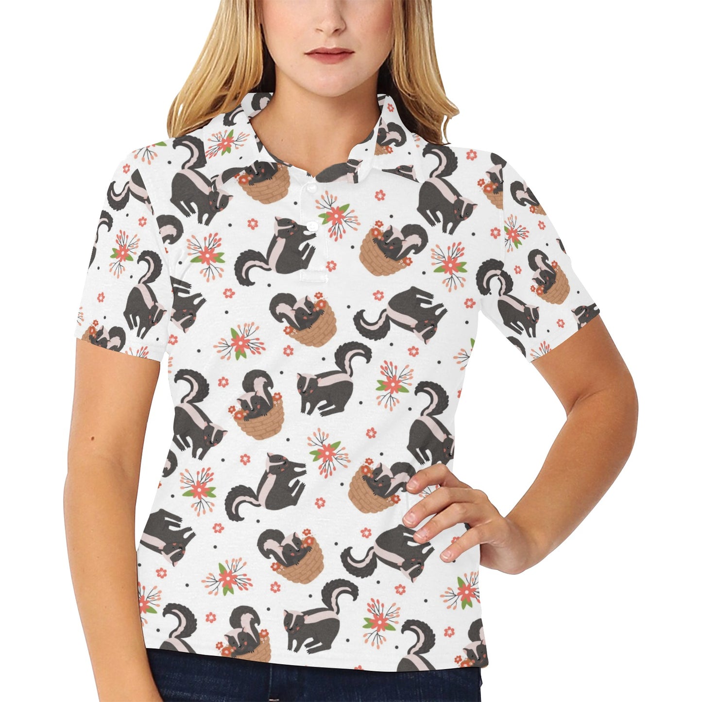 Skunk Print Design LKS304 Women's Polo Shirt