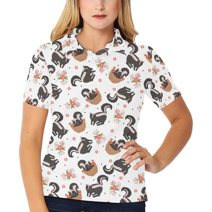 Skunk Print Design LKS304 Women's Polo Shirt