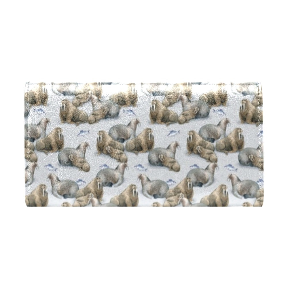 Walrus Print Design LKS401 Women's Trifold Wallet