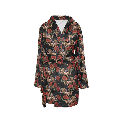 Cupid Pattern Print Design 05 Women's Fleece Robe