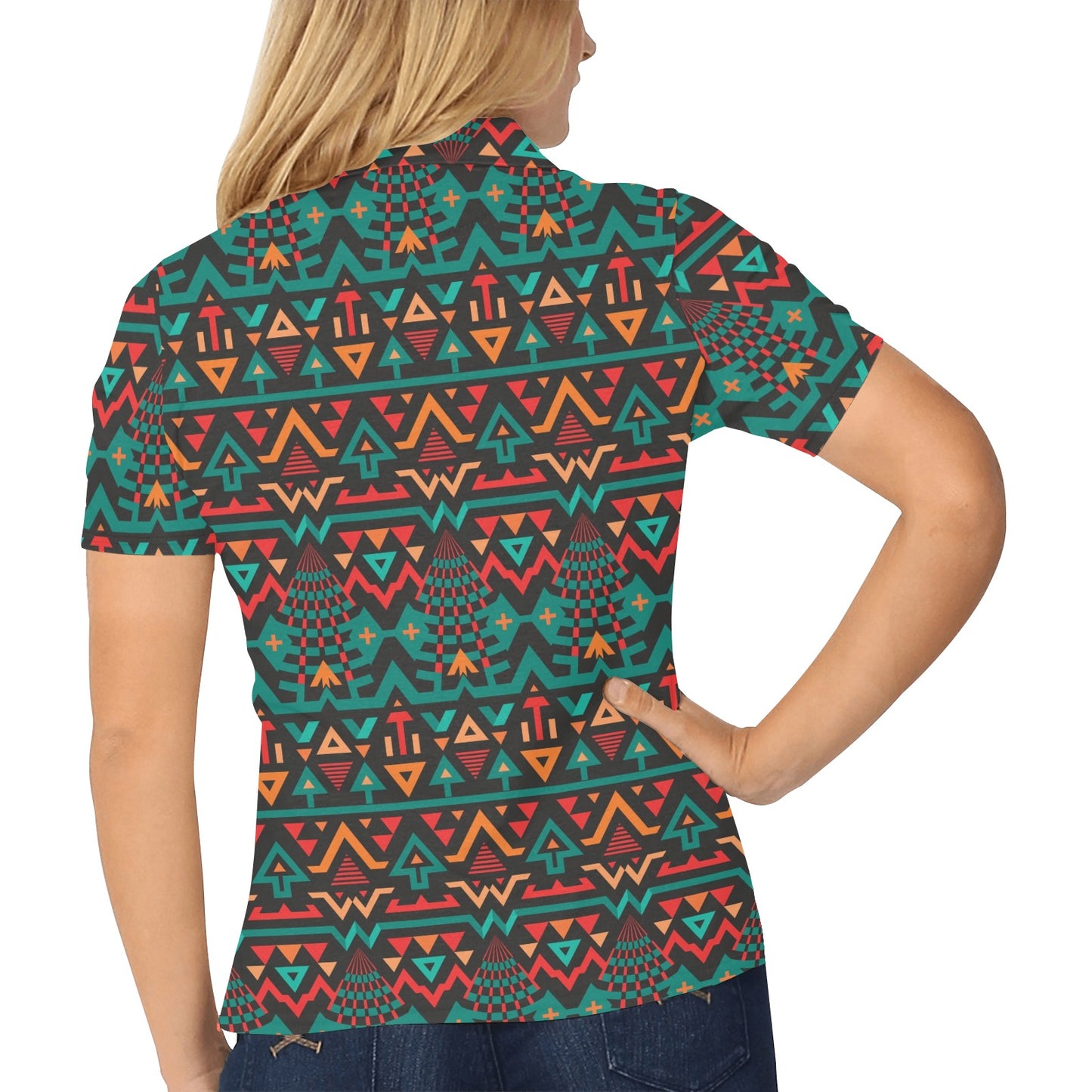 Aztec Pattern Print Design 04 Women's Polo Shirt
