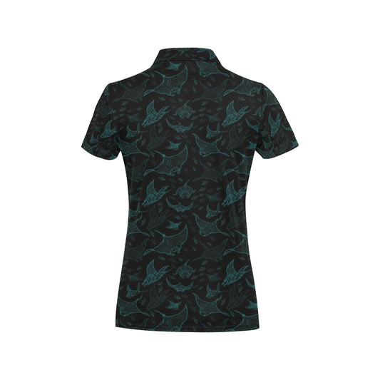 Manta Ray Print Design LKS402 Women's Polo Shirt