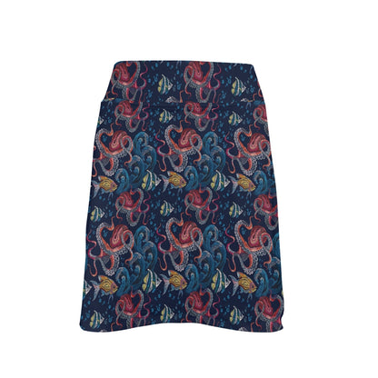 Octopus Deep Sea Print Themed 17" Golf & Pickleball Skort with Pockets