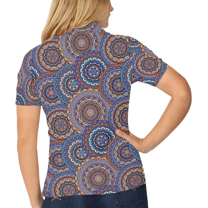 Mandala Boho Chic Design Print Women's Polo Shirt