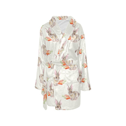 Rabbit Pattern Print Design 01 Women's Fleece Robe