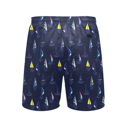 Sailboat Print Design LKS305 Men's Swim Trunks Beach Shorts