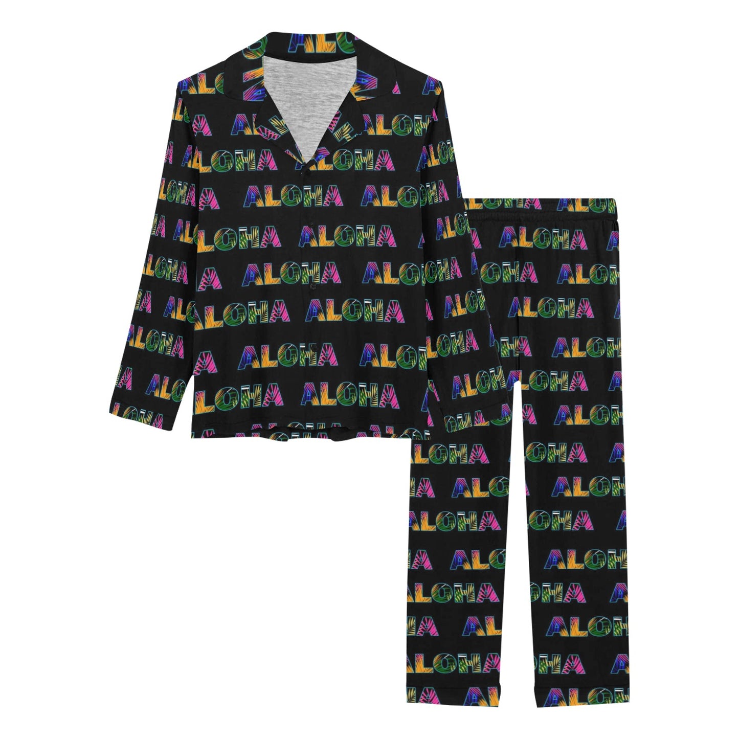 Aloha Hawaii Neon Women's Long Pajama Set