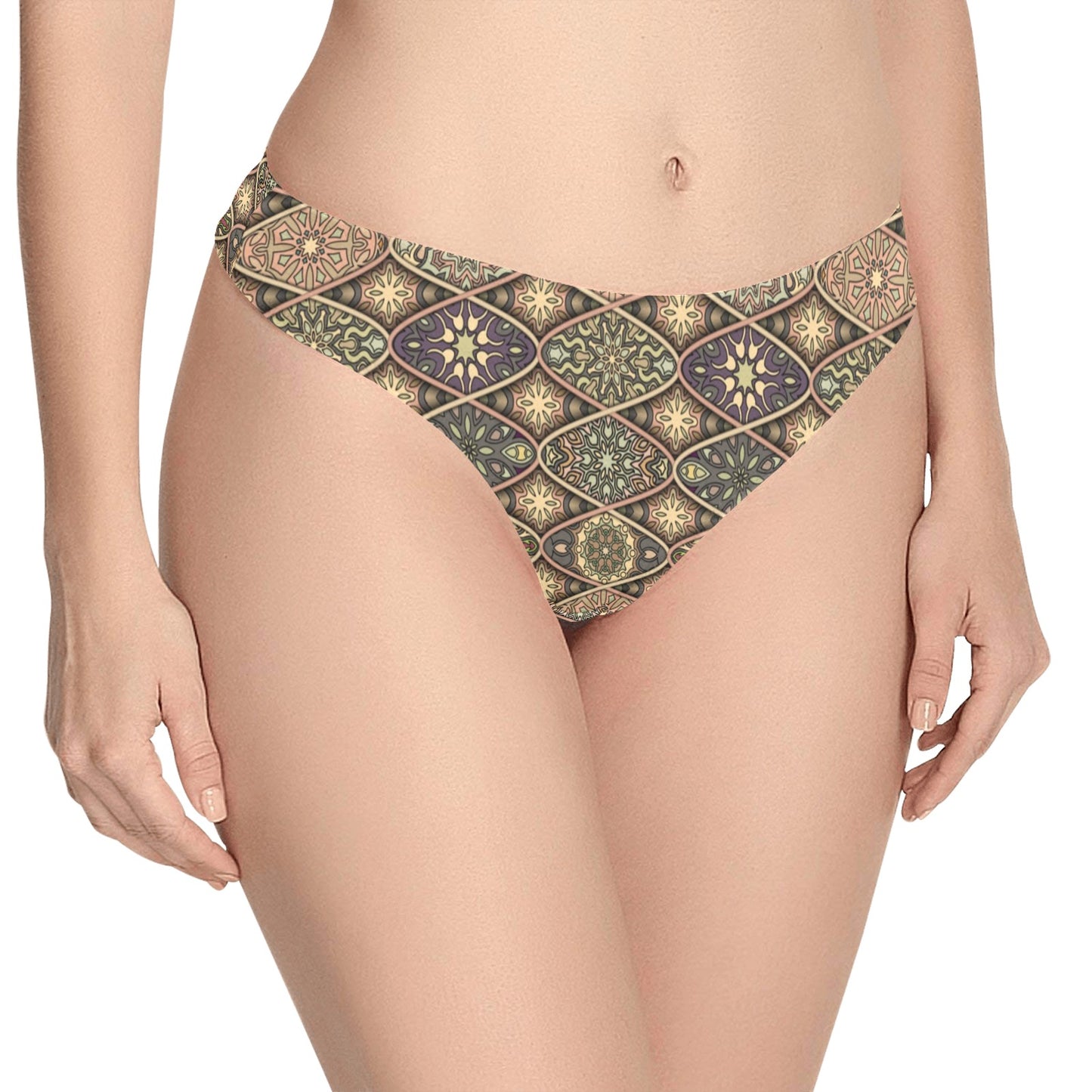 Mandala Motif Themed Design Print Women's Thongs
